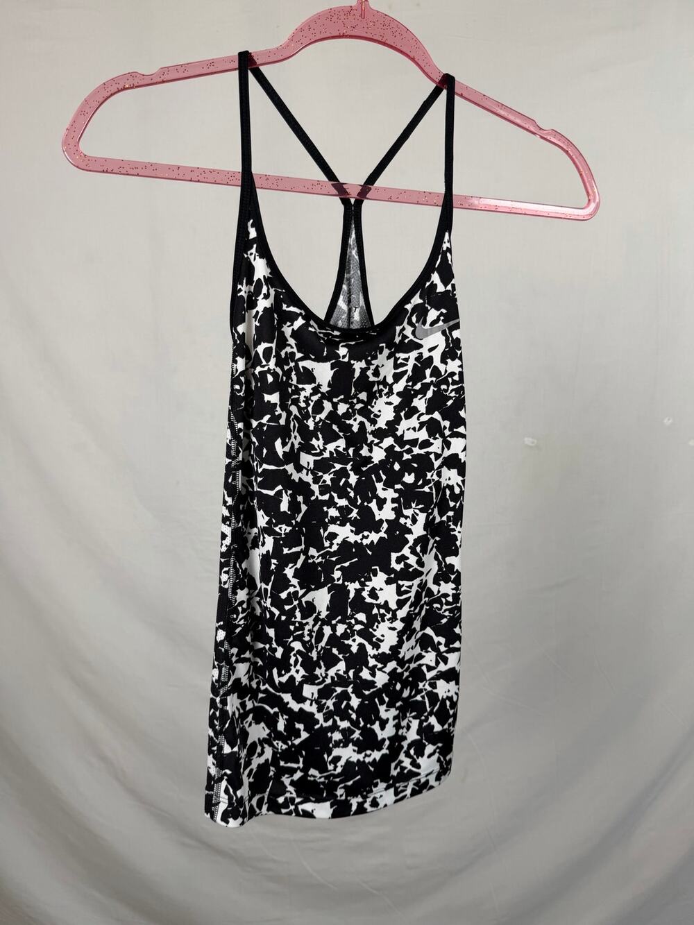 Nike Black White Abstract Print Dri-Fit Activewear Racerback Tank Top Size XS
